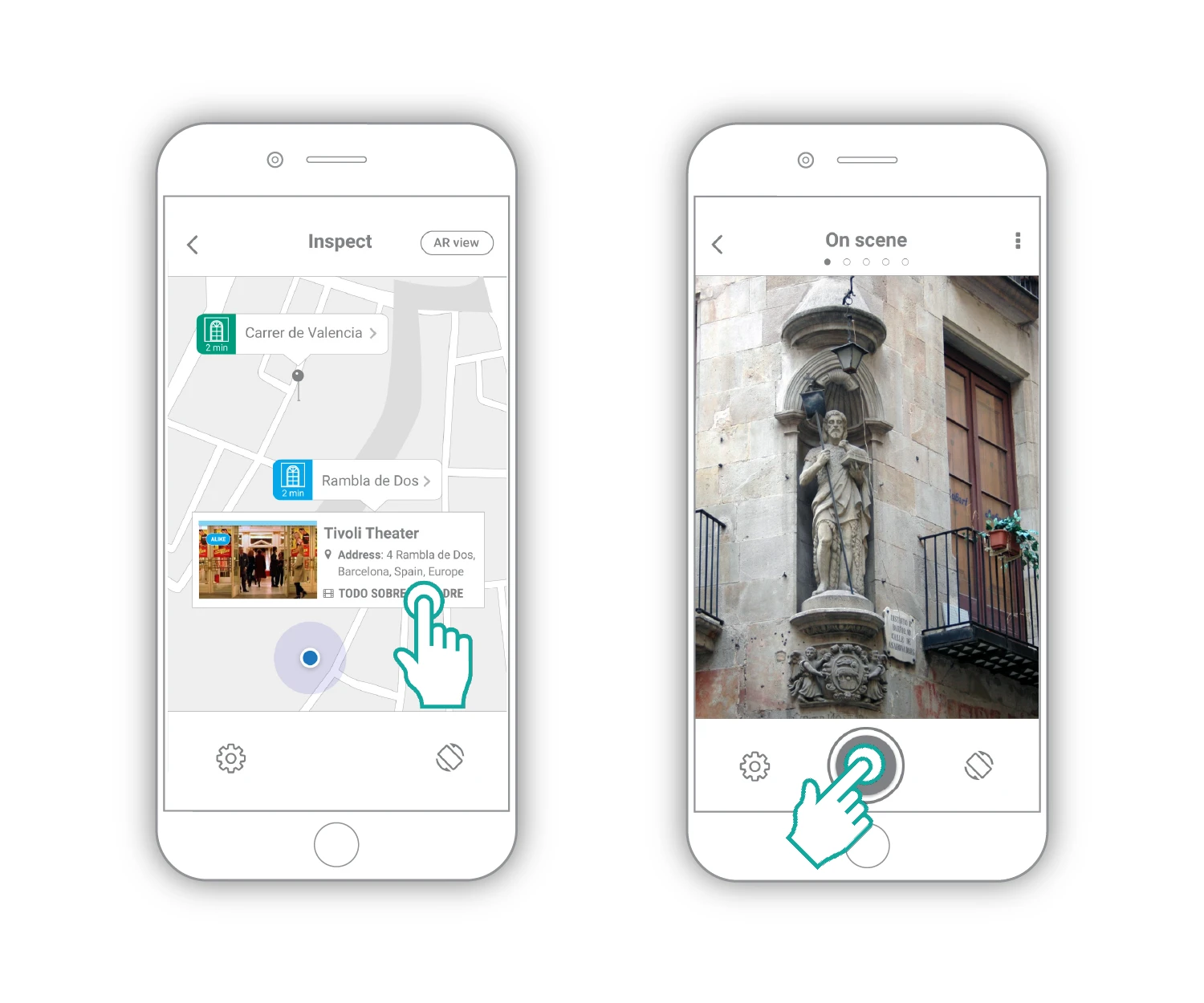 3. The map version displays results that lets the user identify if they are at a real or alike movie location  4.&nbsp;Getting to another cool location, the user takes a picture of a new scene that reminds him of a specific film